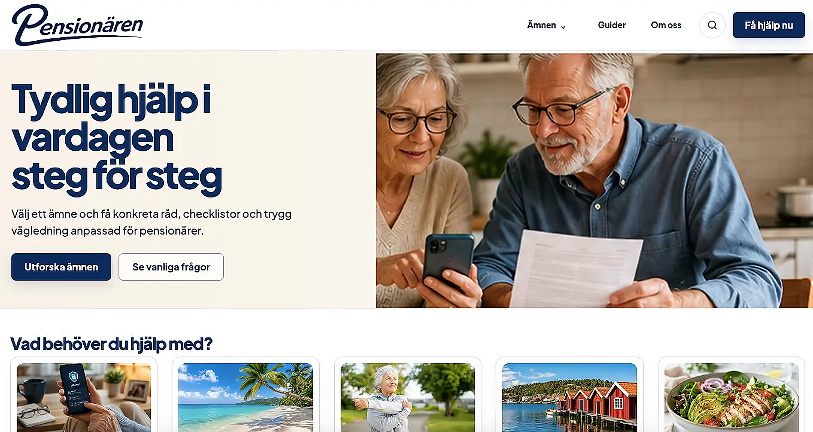Startsidan på Pensionaren.se